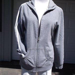 SJB Grey Active Wear  Hoodie  sweatshirt W/White stripe M